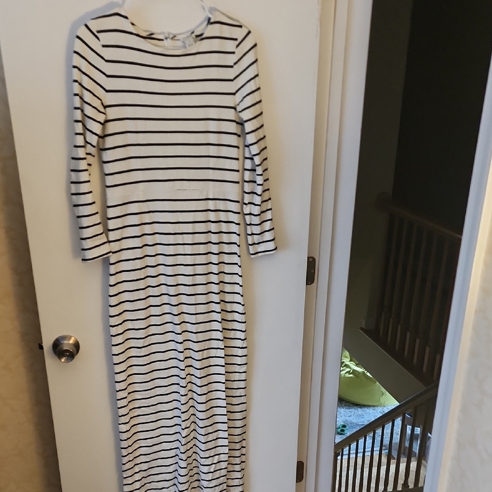 J. Crew Black and White Striped Dress